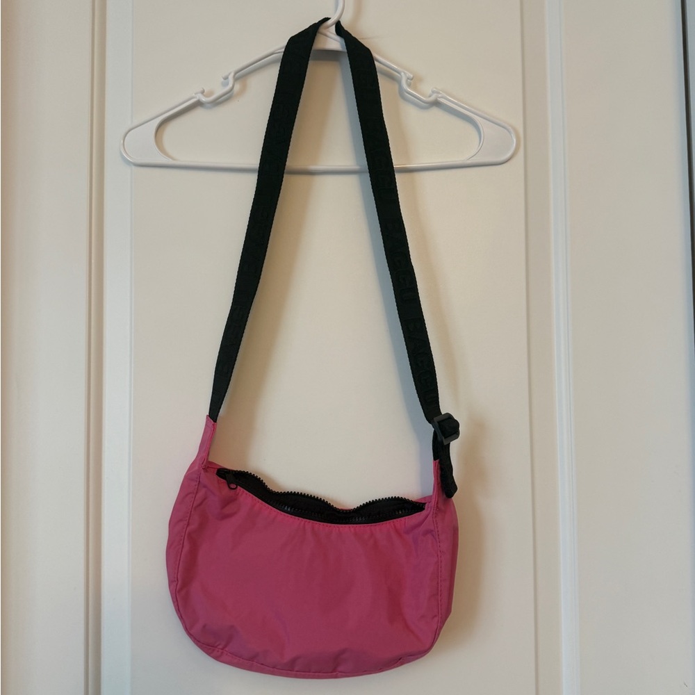 Pink BAGGU Shoulder Bag with Black Strap SMALL